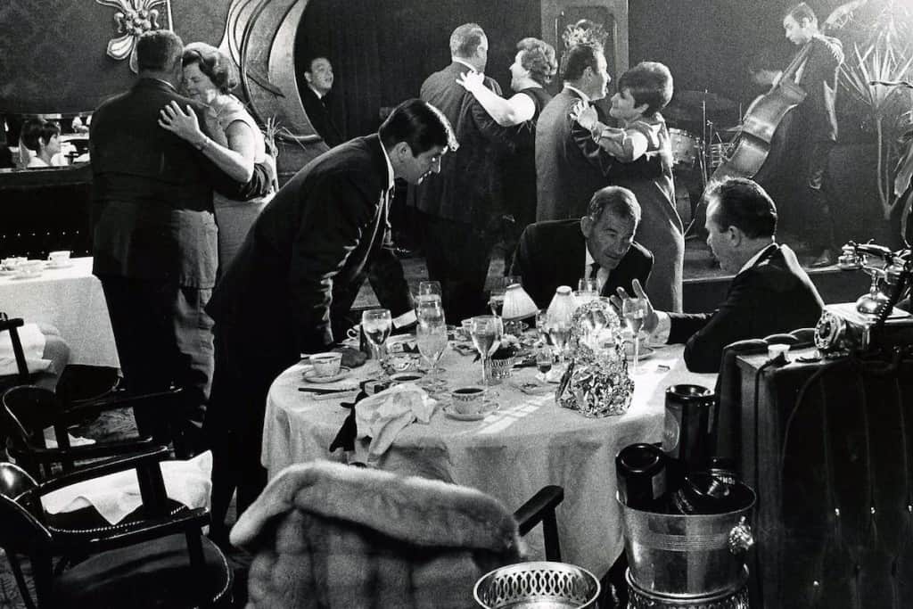 a vintage image of the interior of a french restaurant