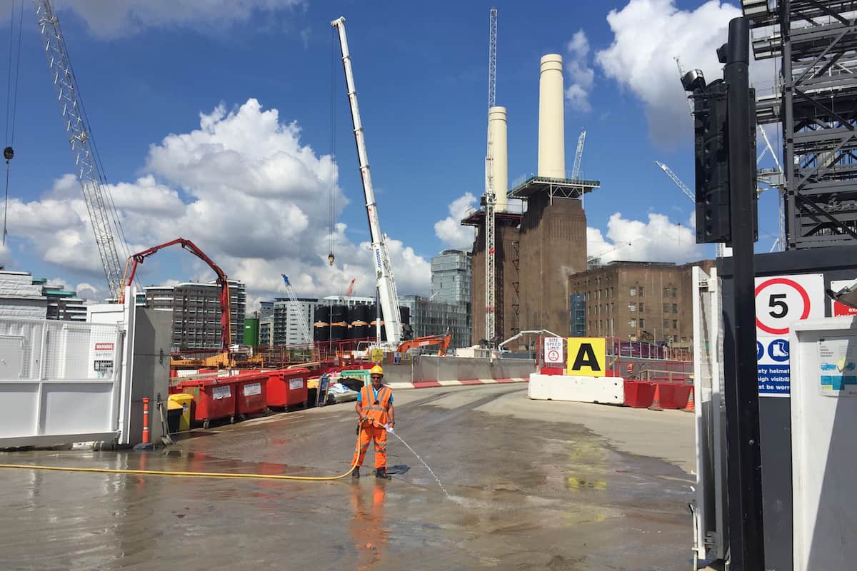 a construction work site near the thames