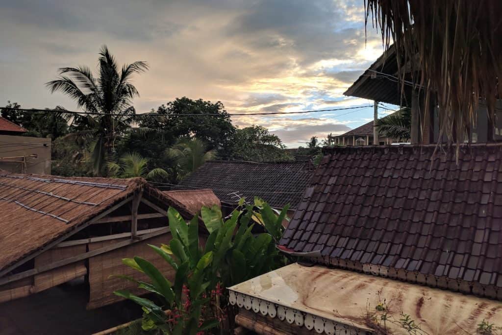 a view of some rooftops in bali