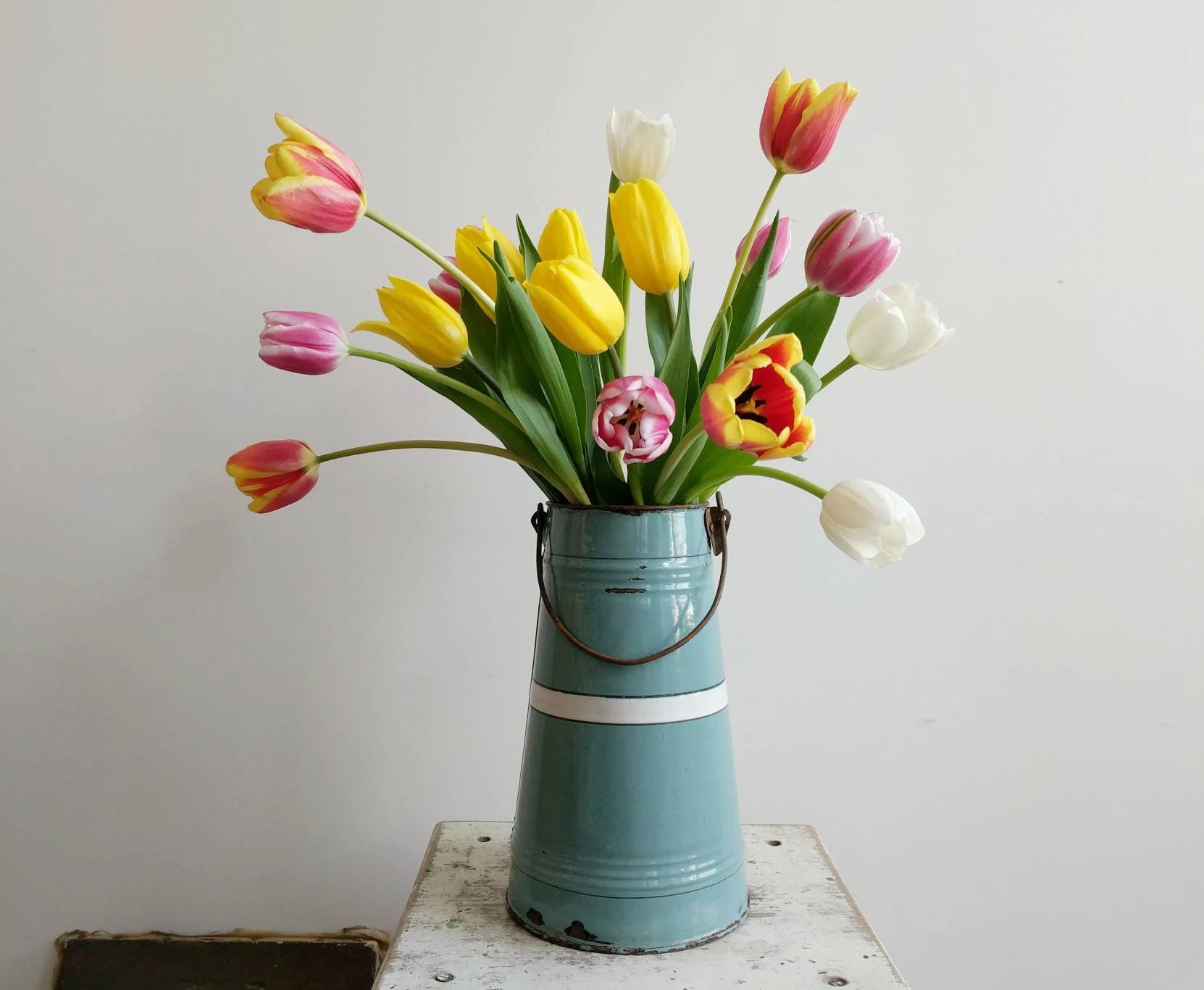 french flea market finds - enamelware