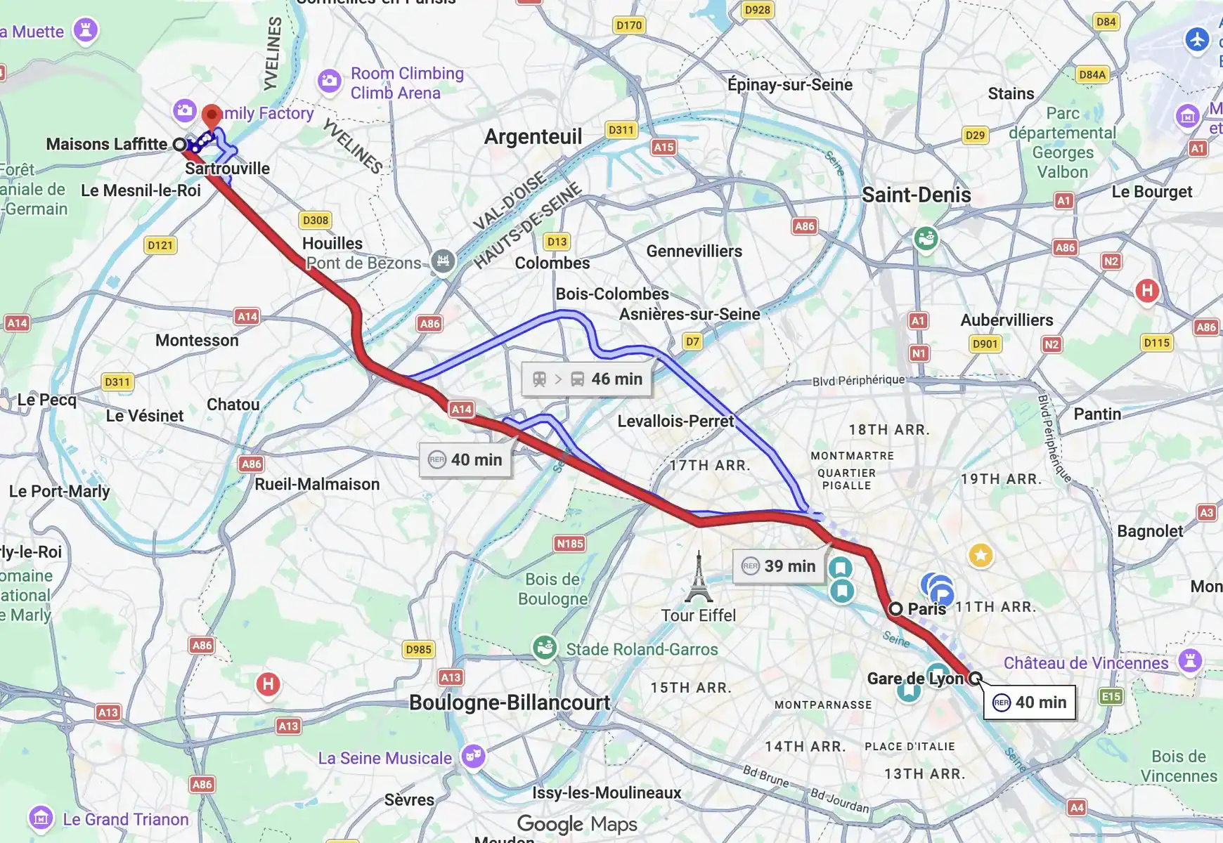 directions to the chateau de maisons from paris