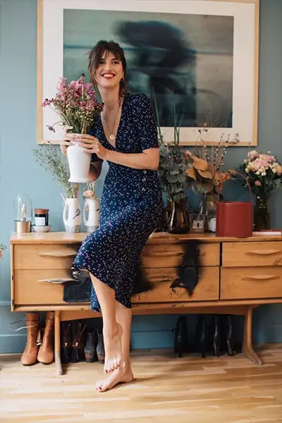 jeanne damas dress in navy