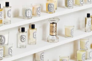 image of diptyque candles arranged on a shelf
