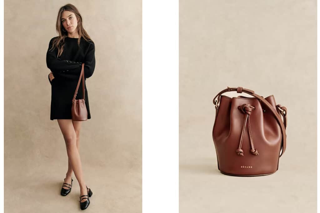 sezane bags with model and product shot