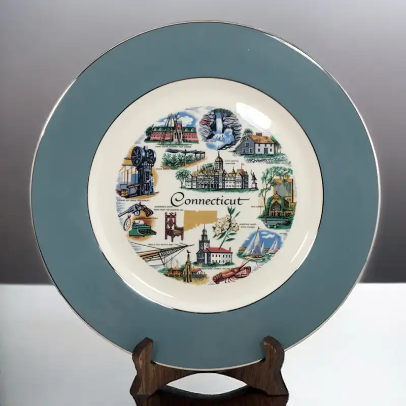 vintage connecticut souvenir plate