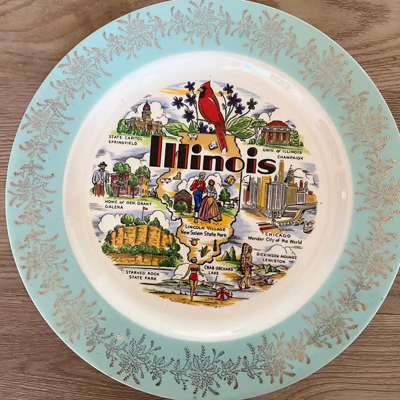 vintage illinois souvenir plate