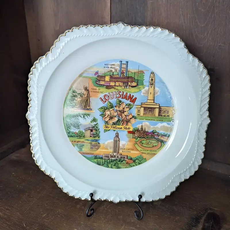 vintage louisiana souvenir plate