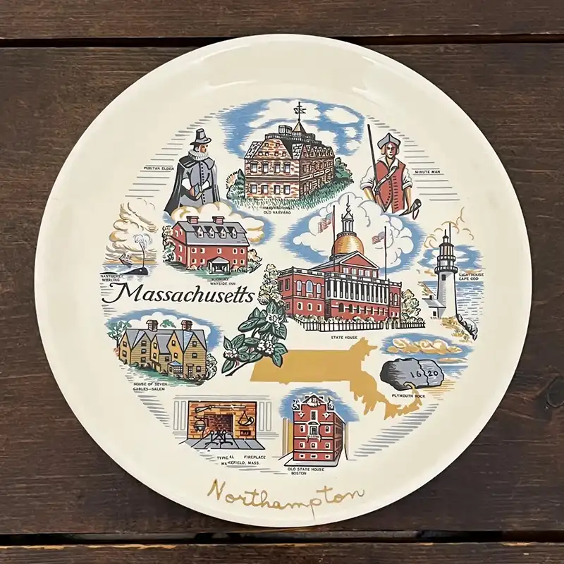 vintage massachusetts souvenir plate