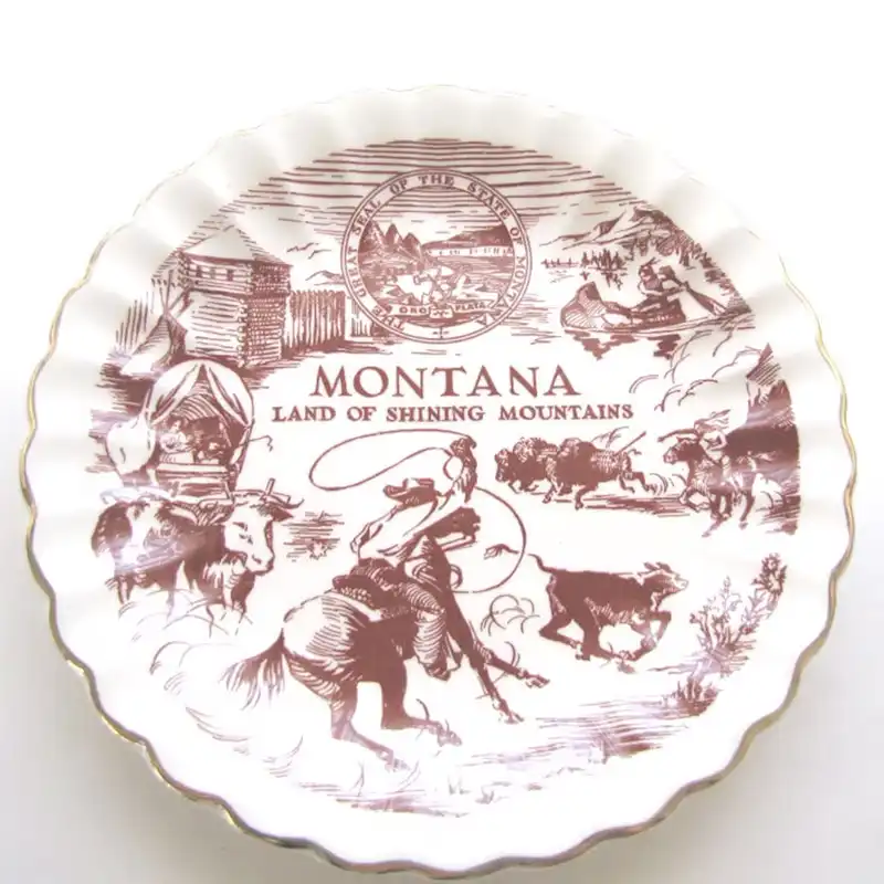 vintage montana souvenir plate