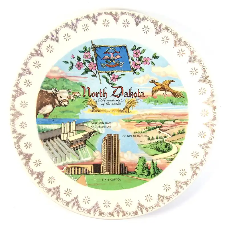 vintage north dakota souvenir plate