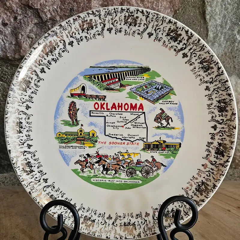 vintage oklahoma souvenir plate