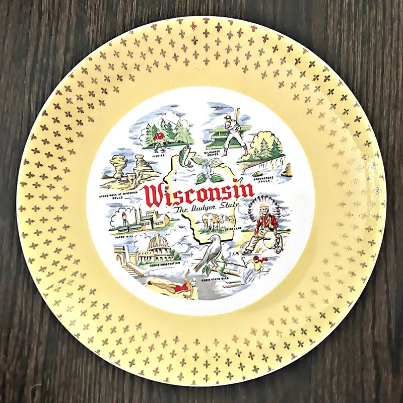 vintage wisconsin souvenir plate