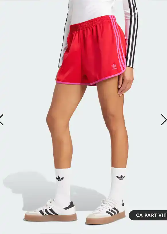 pink and red adidas shorts