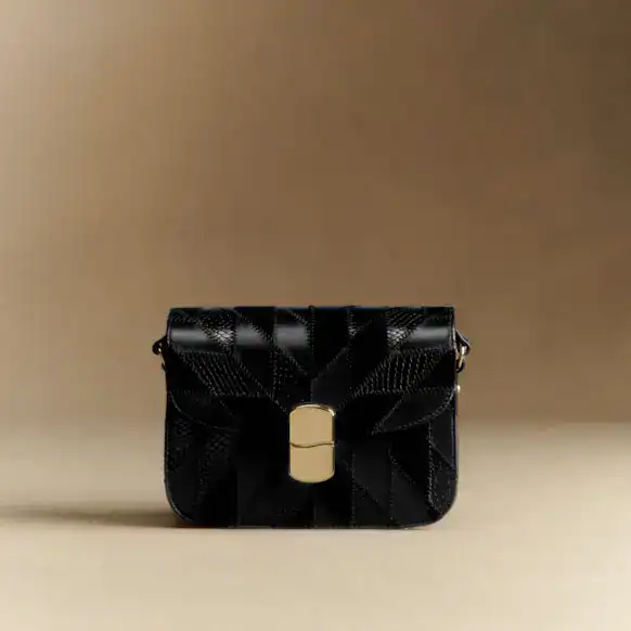 milo mini in black patchwork