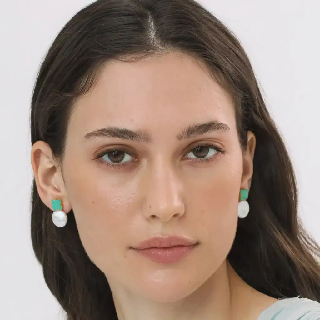 jennifer behr crystal and pearl junia earrings shown on model