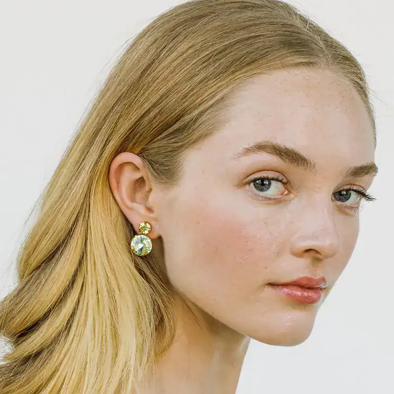 jennifer behr crystal myrla earrings shown on model