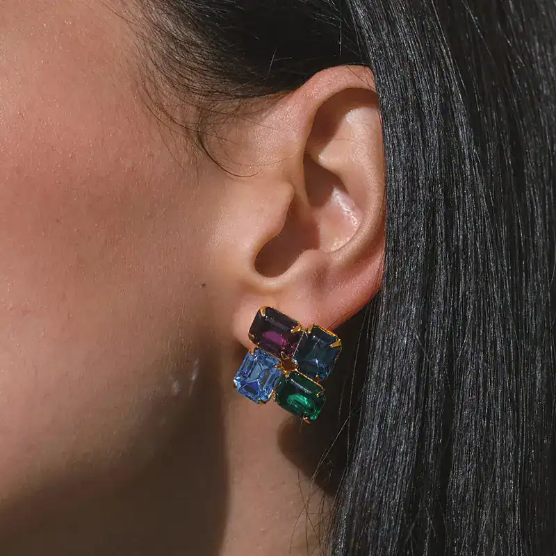 jennifer behr statement crystal piccolo earrings shown on model