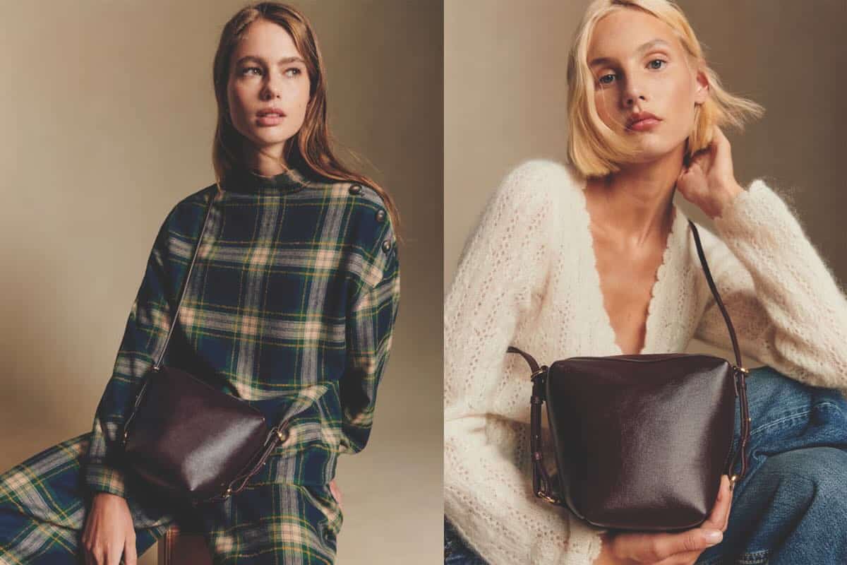 two models holding sezane lou bags