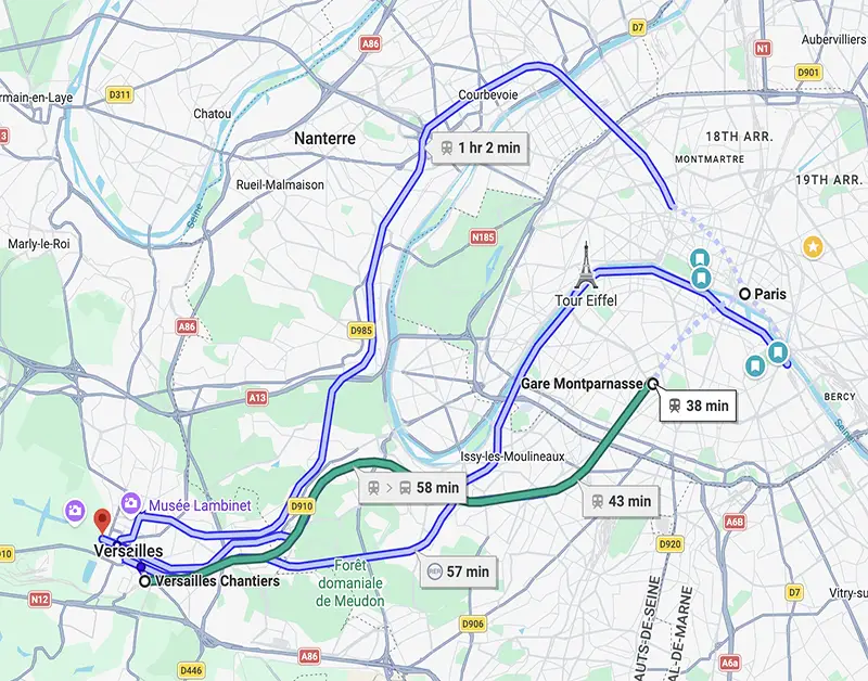 how to get to versailles