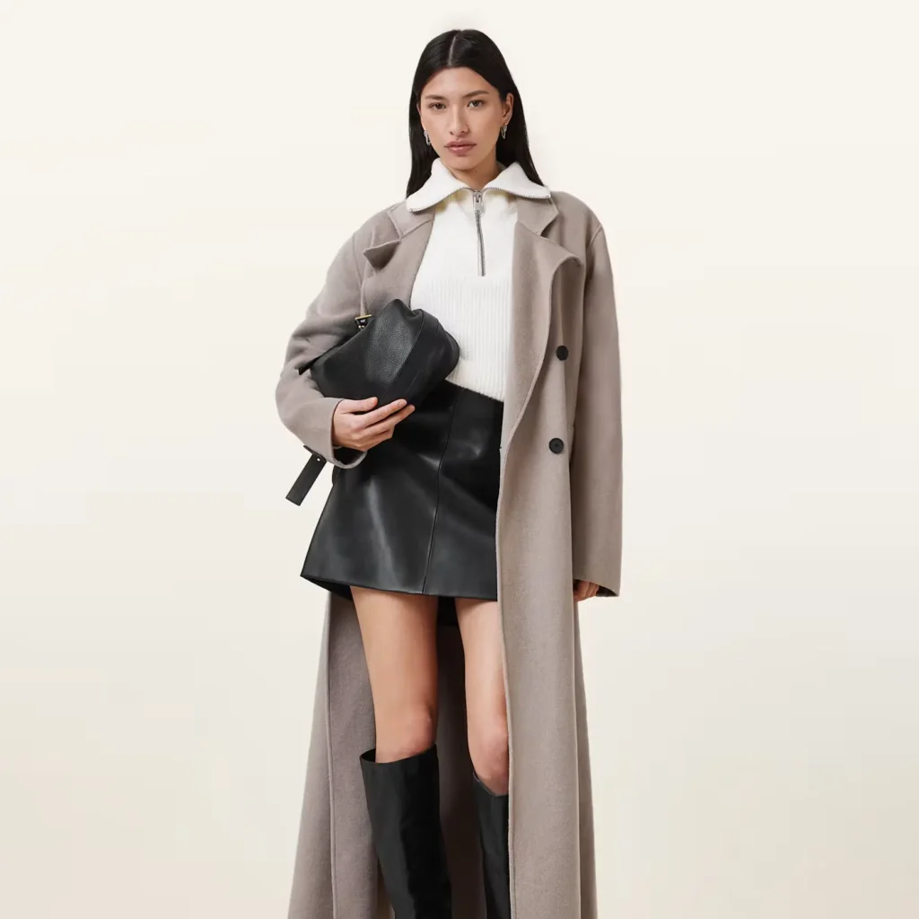 all saints leather skirt