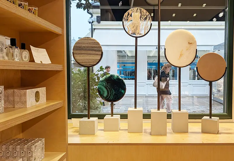 interior of diptyque shop at vallee village
