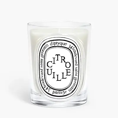 citrouille diptyque candle on white background